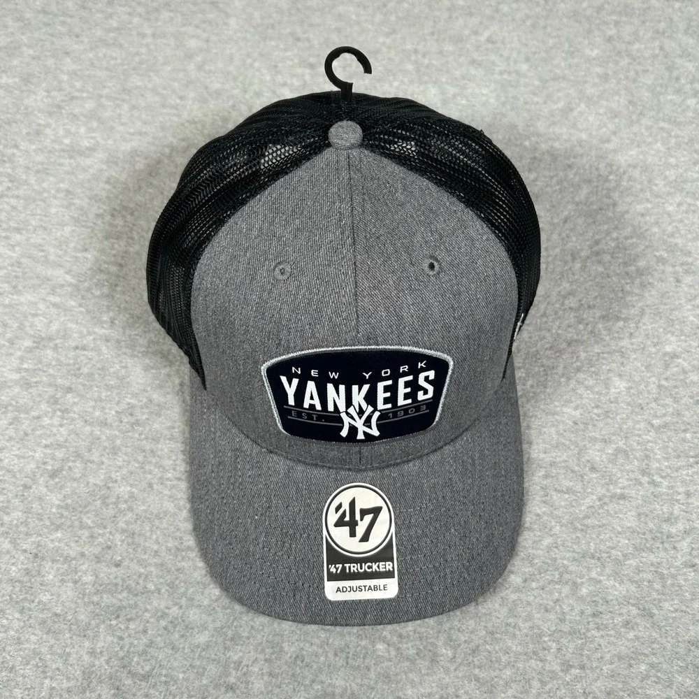 New York‎ Yankees 47 Trucker Hat Baseball Cap OSFA Gray Black MLB
